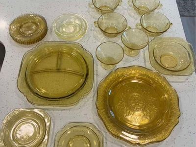 Antique Madrid Yellow Depression Glassware