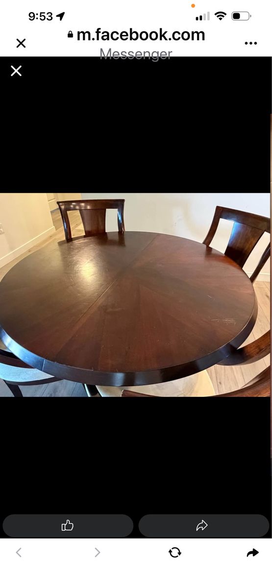 Round Dark Wood Dining Table with Chairs