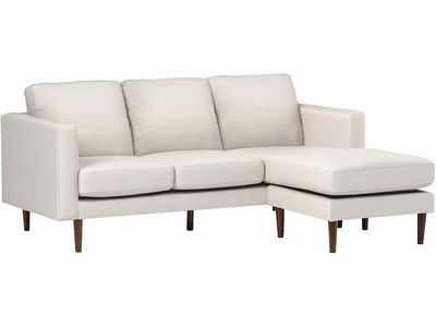 New Rivet Revolve Modern Upholstered Sectional Sofa with Reversible Sectional Chaise, 80"W, White Linen.