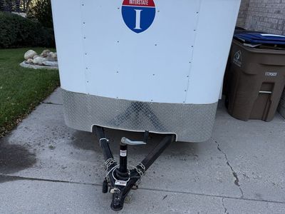Interstate Enclosed Cargo Trailer - White Single Axle Utility Hauler with ramp 5x8