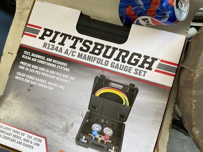 Manifold gage set/steel ramps/extension ladder locks.