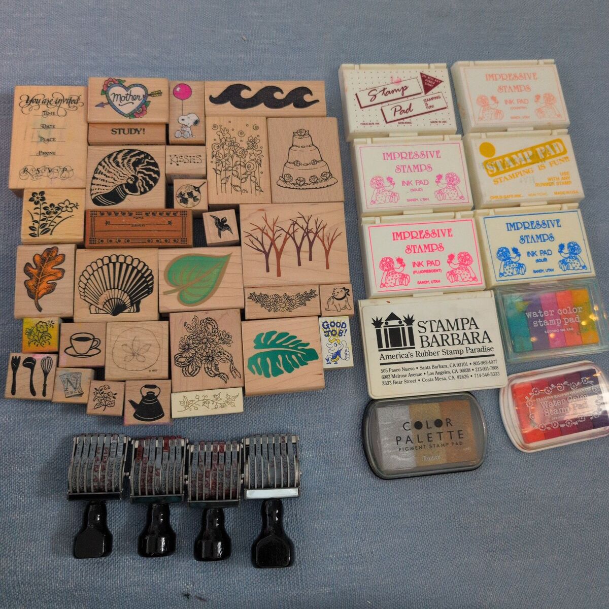 Assorted stamps and ink pads