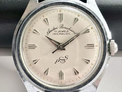 Vintage Andre Bouchard Swiss 17 Jewels Mechanical Watch Kalbé Alligator Strap