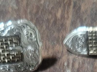 Vintage Western Engraved Belt Buckle Style earrings