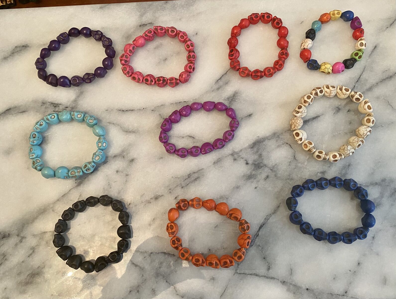 NEW - Skull Head Stone Stretch Bracelet - Halloween Jewelry - 2/$15 - C PIXS