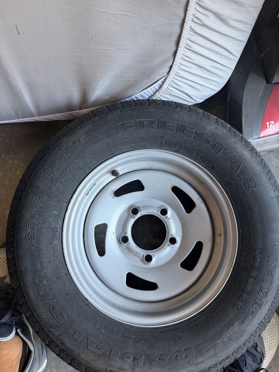 Freestar Radial S/T ST175/80R13 Trailer Tire with 5-Lug Steel Wheel Rim