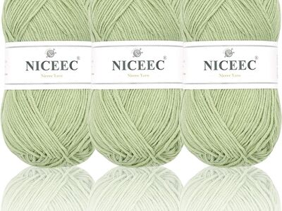 NICEEC 3 Skeins Soft Cotton Yarn, 5Ply, Cotton Blend, Soft & Sturdy