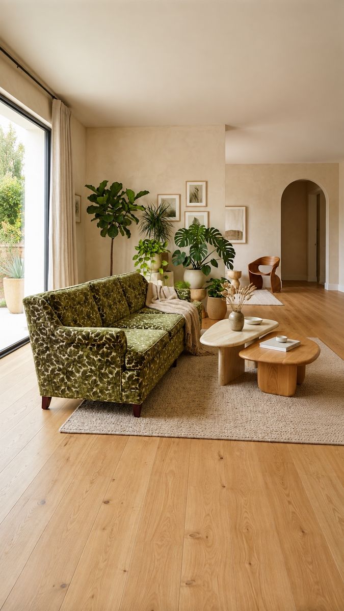 Vintage Mid Century Avocado Green Burnout Velvet Button Tufted 3-Seater Sofa Couch 