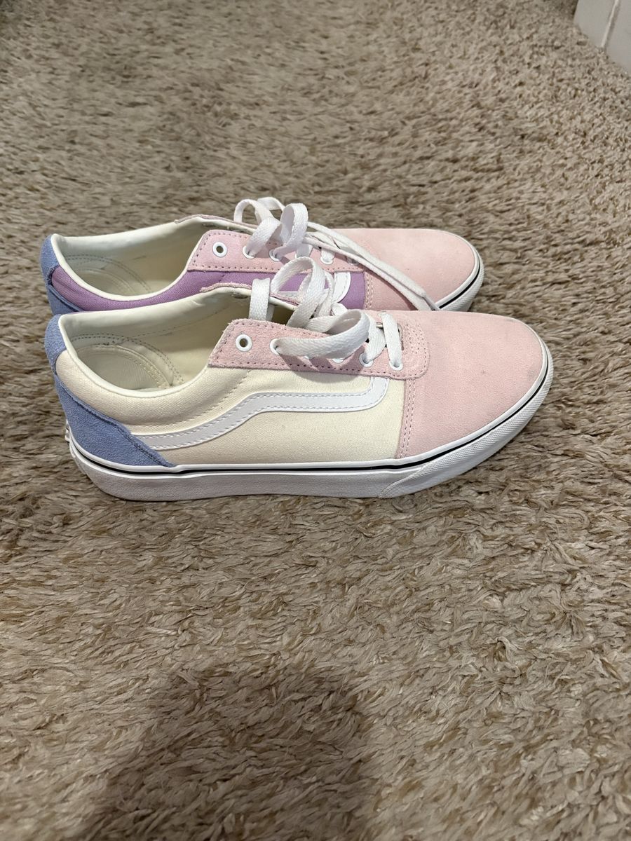 Vans Ward Low Top Sneakers - Pastel Pink, Purple, Blue, White - Girls' Size 6 - Skater Style