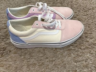 Vans Ward Low Top Sneakers - Pastel Pink, Purple, Blue, White - Girls' Size 6 - Skater Style