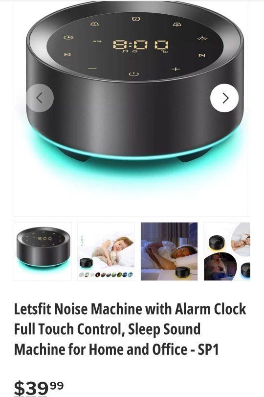 Let's Fit Sleep Sound Machine Alarm Clock