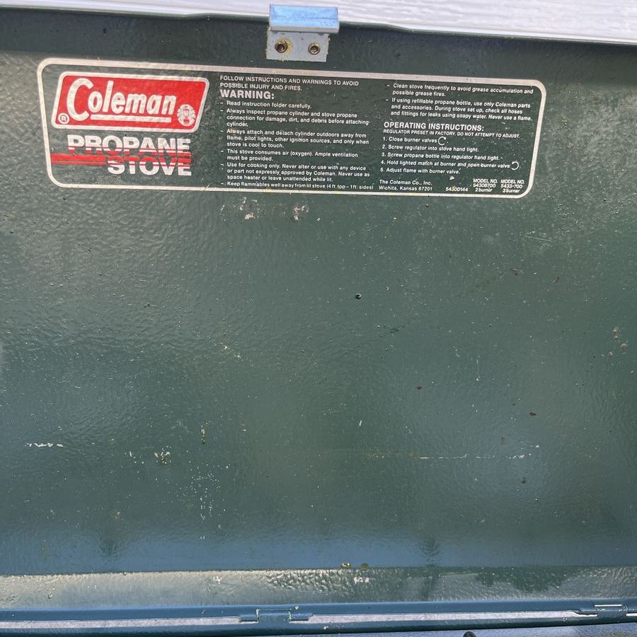Coleman Propane Stove Classic Green Two Burner Camping Stove Used