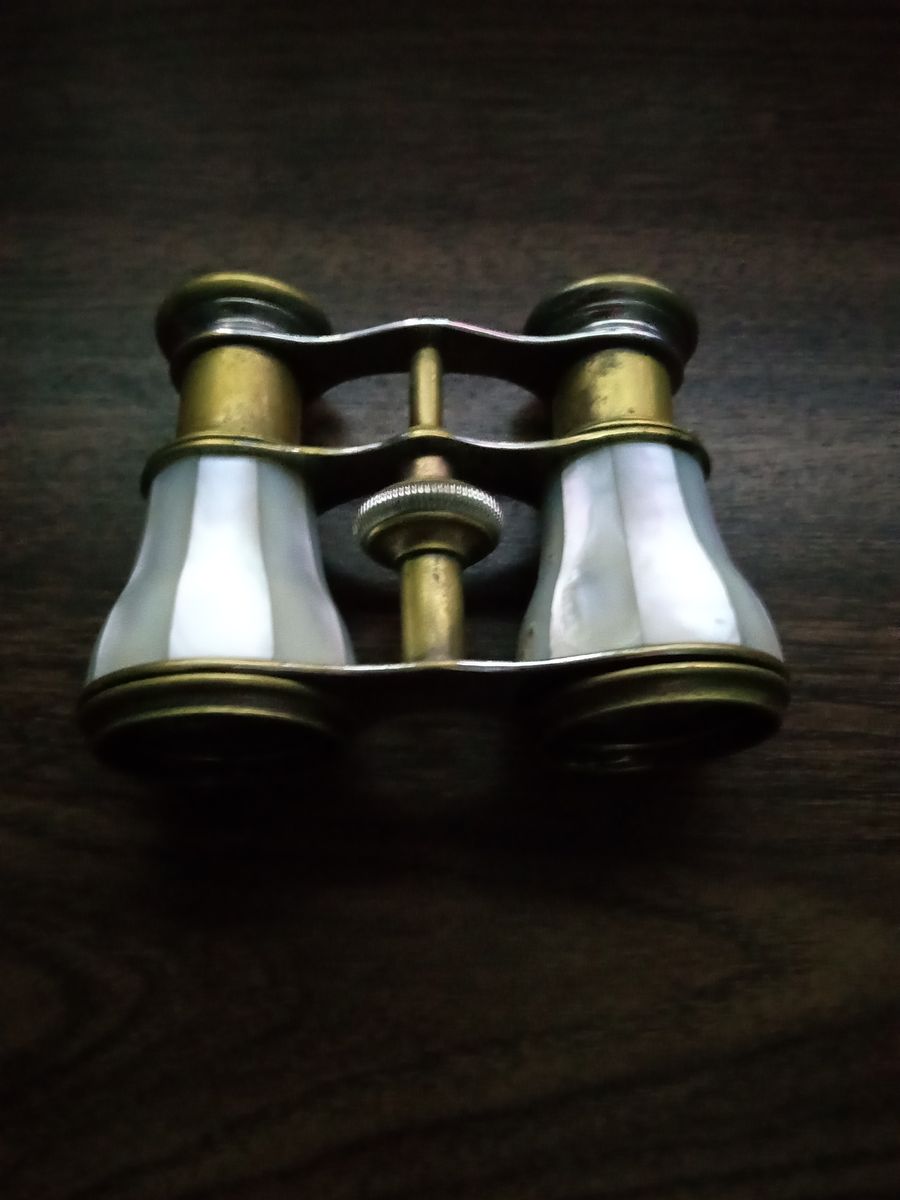 Antique binoculars mother of pearl and brass