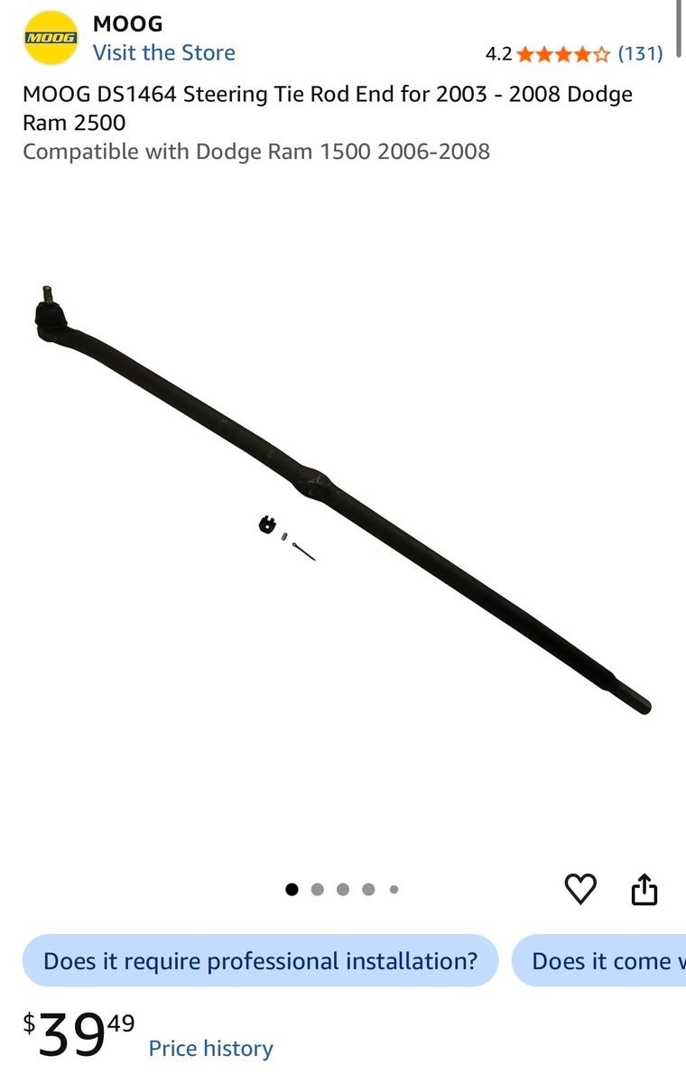 MOOG DS1464 Steering Tie Rod End for 2003-2008 Dodge Ram 2500 / 1500