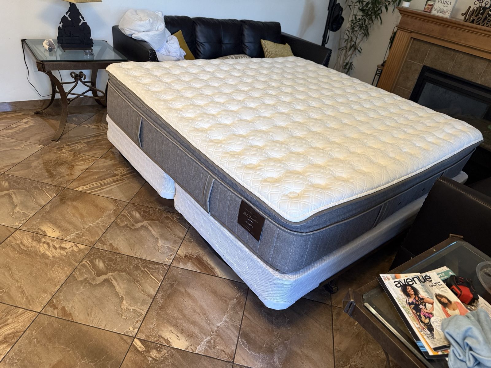 Stearns & Foster Estate Pillow Top Mattress with Box Springs and metal frame complete king size bed $200