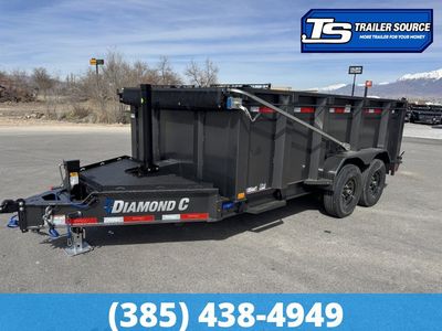 7x14 Diamond C LPT 207 Dump Trailer - 44" Sides - 15.5K GVWR - 14 Ply Tires, Long Arm Tarp