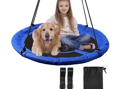 New 43” flying saucer kids tree swing blue