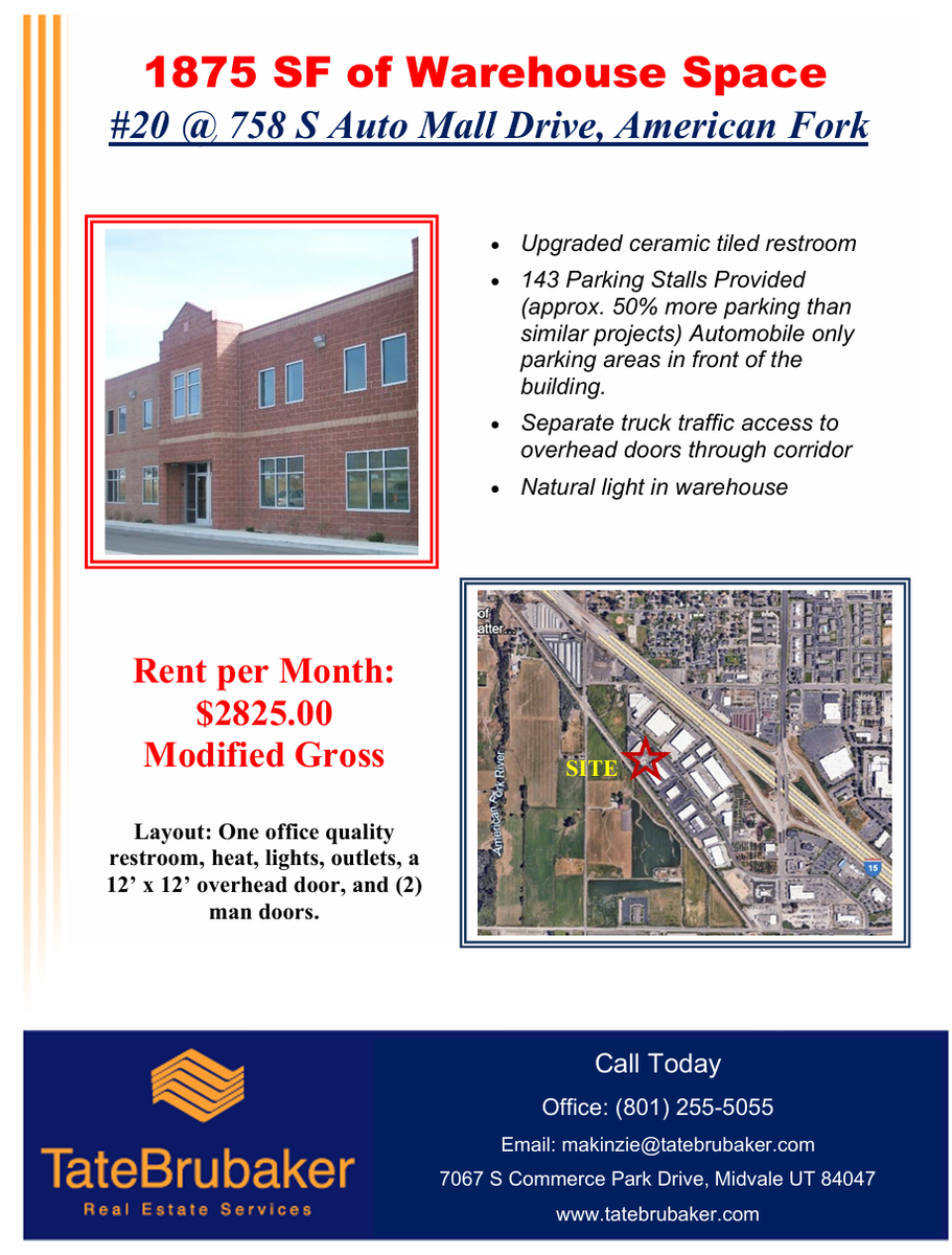 1875 SF of Warehouse in American Fork