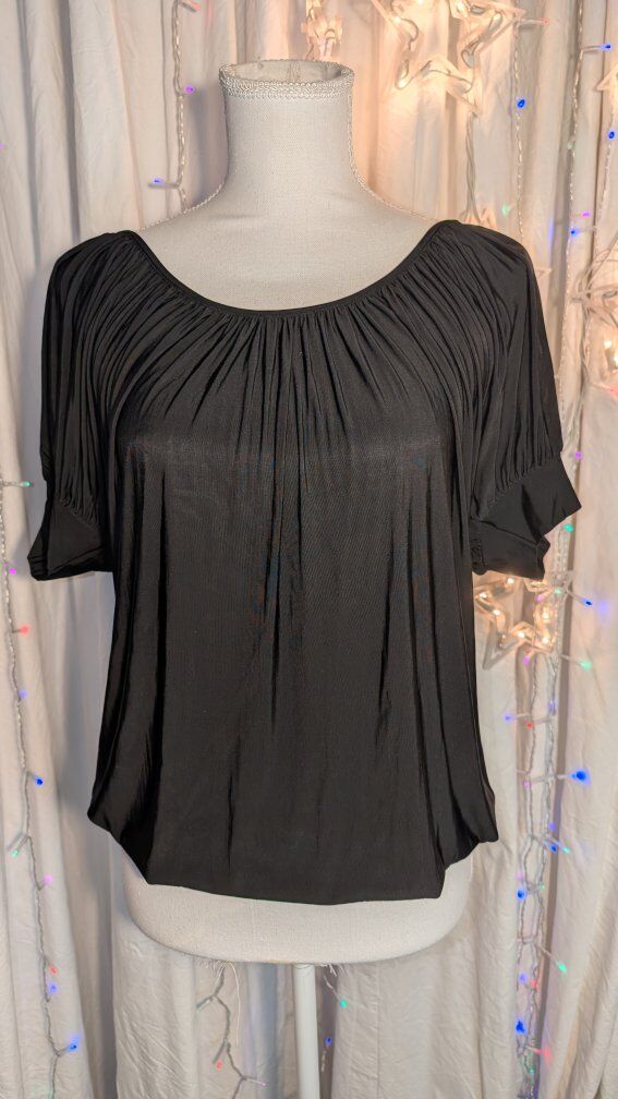 Size Medium H& M Black Stretch Boat neck Blouse