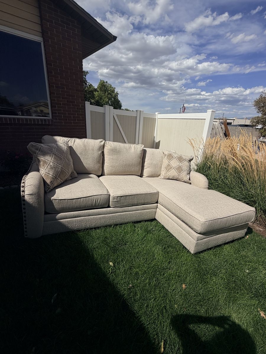 Beige Sectional Sofa with Chaise