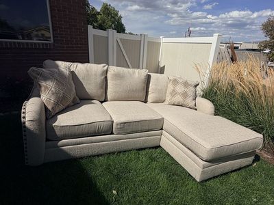 Beige Sectional Sofa with Chaise