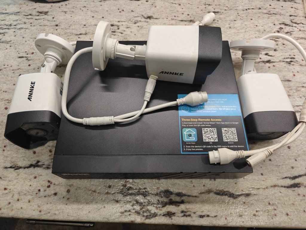 Annke N48PBB NVR with three C500 POE security cameras