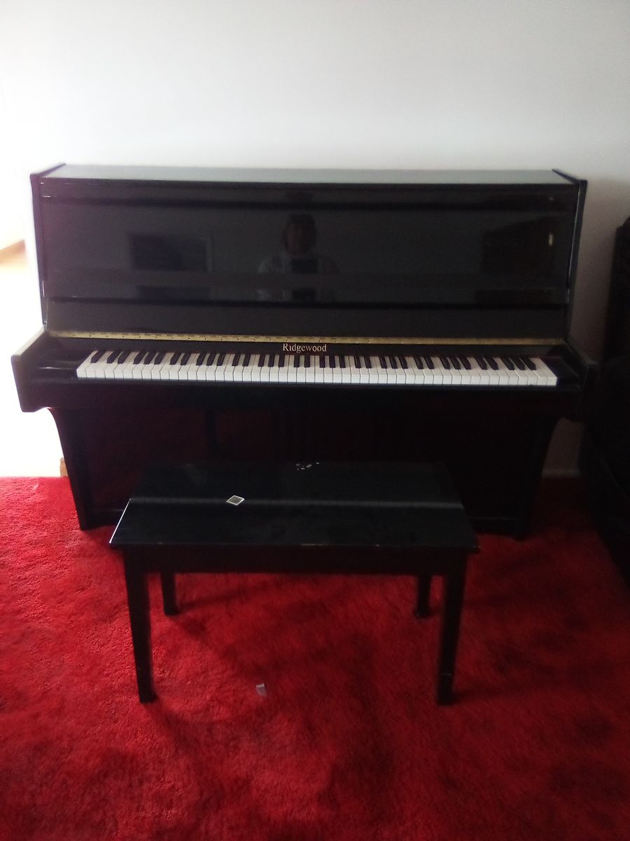 Ridewood Upright Acoustic Piano with Matching Bench - Black Polish