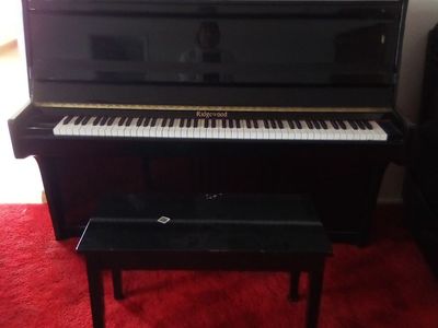 Ridewood Upright Acoustic Piano with Matching Bench - Black Polish