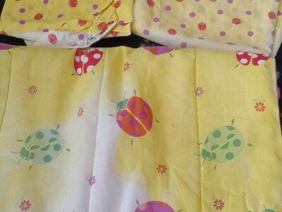 Twin Bedding Set Yellow Purple Red Ladybugs Blanket, Sheets, Pillow, Case