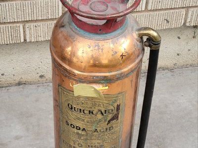 Vintage General Quick Aid Soda Acid Fire Extinguisher Copper Patina Man Cave Decor