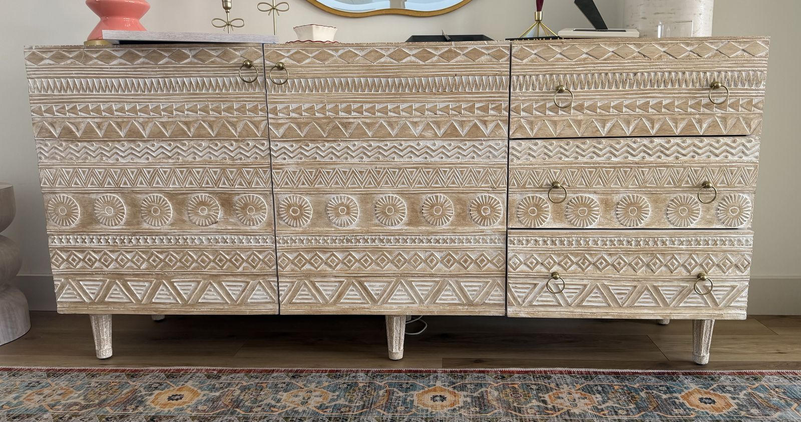 Anthropologie Beautiful Handcarved Delhi Buffet – Solid Wood – Like New