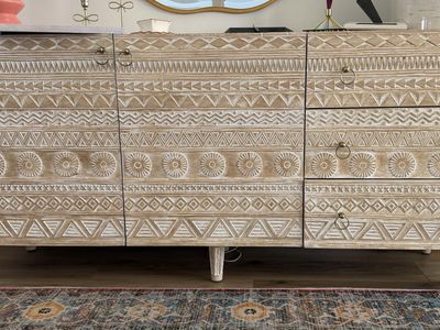 Anthropologie Beautiful Handcarved Delhi Buffet – Solid Wood – Like New