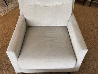 Upholstered Accent Chair with Tufted Back and Ottoman - Light Gray