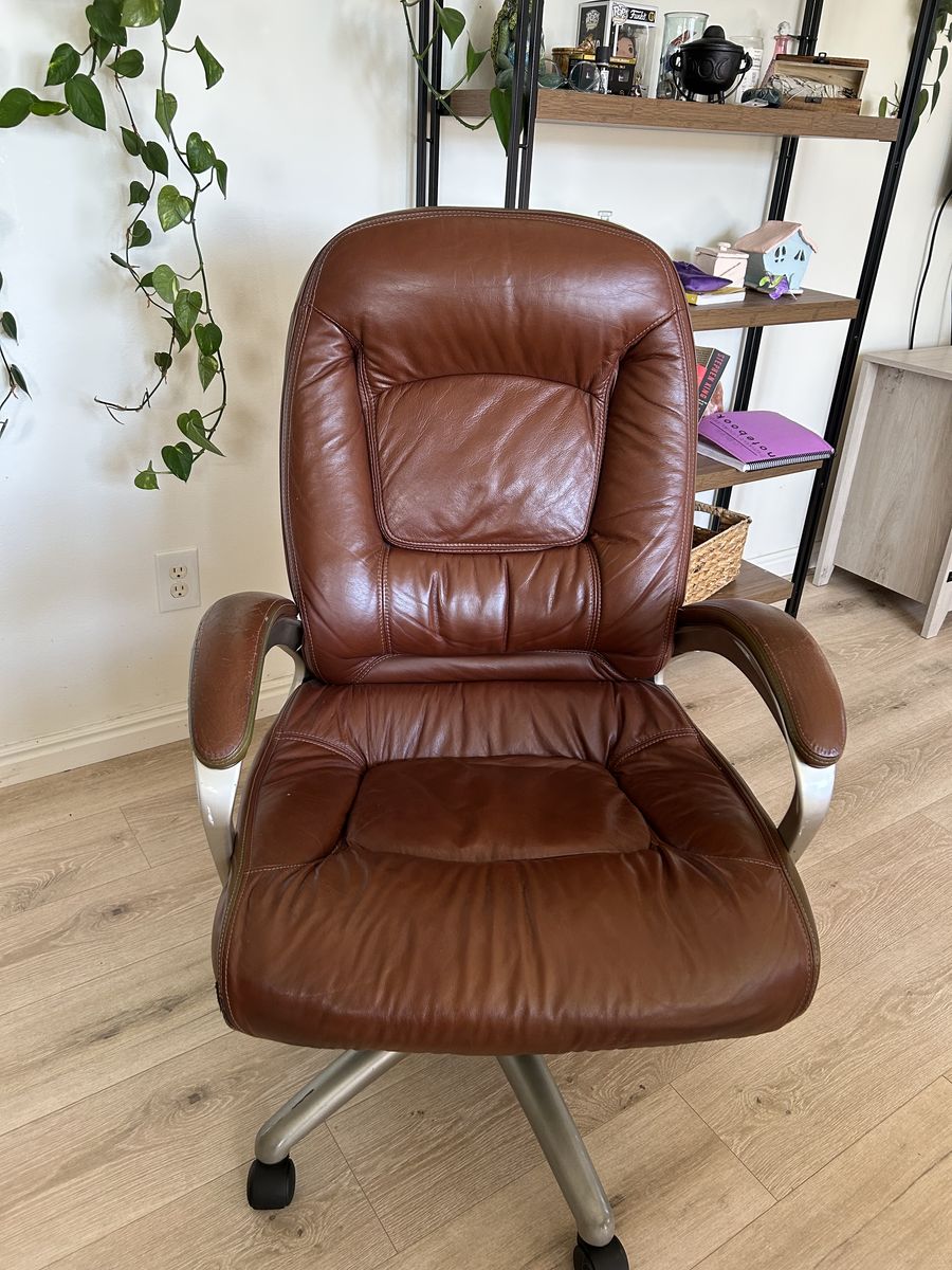 Brown leather computer chair