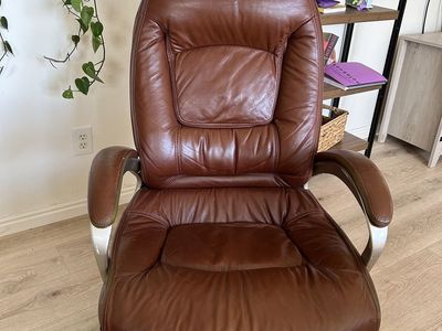 Brown leather computer chair