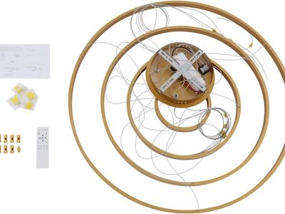 Modern 4-Ring LED Pendant Light Remote Dimmable Adjustable Gold Chandelier