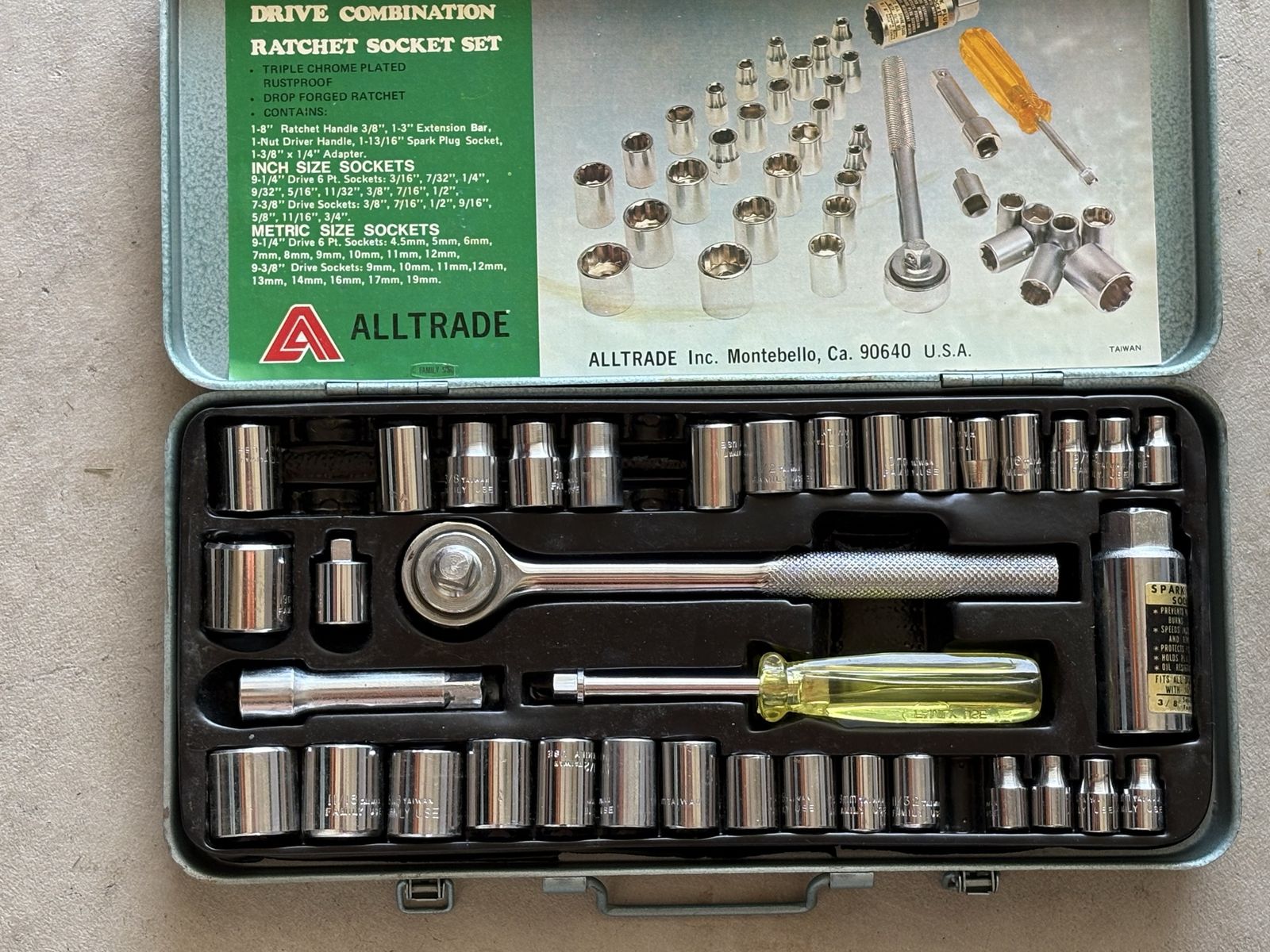 ALLTRADE 40-Piece 1/4" & 3/8" Drive Combination Ratchet Socket Set, Metric/Inch Sizes