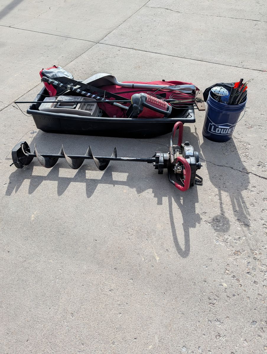 Complete Ice Fishing and Spearing Set Up See Everything in description