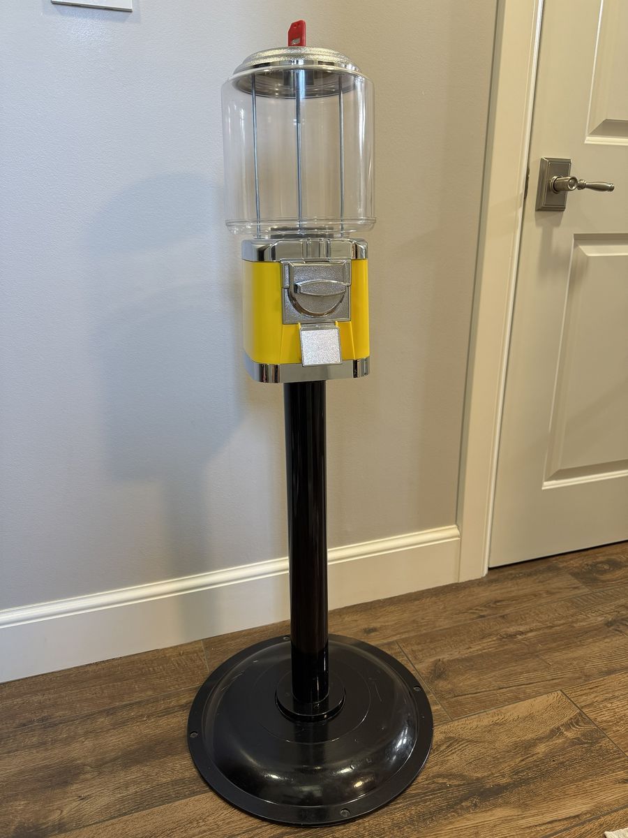 Yellow Gumball Machine with Stand - Classic Coin-Operated Candy Dispenser