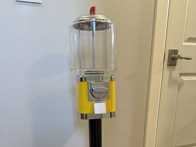 Yellow Gumball Machine with Stand - Classic Coin-Operated Candy Dispenser