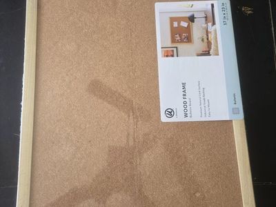U Brands 17" x 23" Wood Frame Bulletin Cork Board - Natural Cork Surface