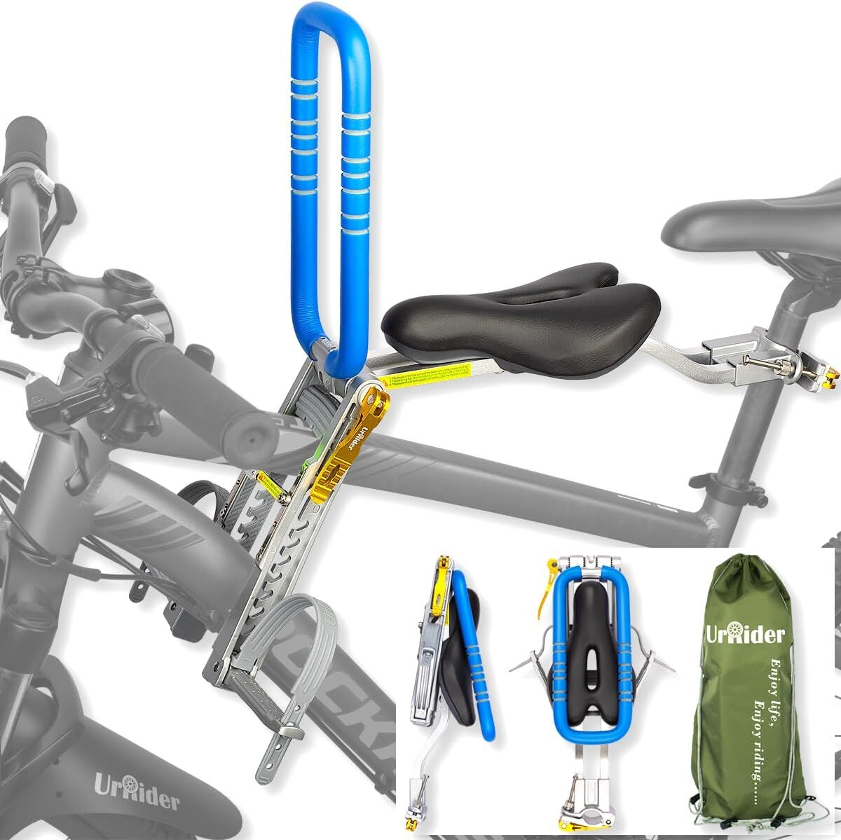 Front Mount Kids Bike Seat for Child 2-6 Years (up to 60lbs) - Ultra Light, Portable, Tool-Free, Quick-Release