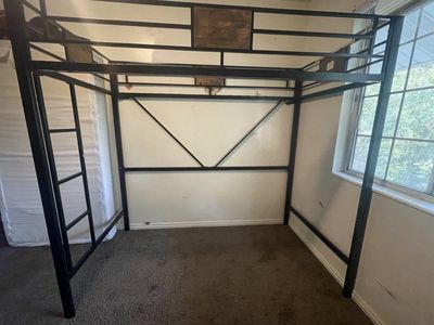 Metal Loft Bed Frame Full Size with Ladder - Black Finish