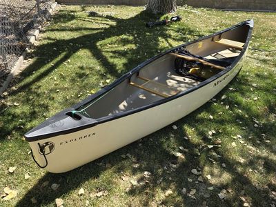 2000 Mad River Explorer 16 Royalex Canoe (Sand) - Rare IQ Zip-In Spray Decks + Full Package