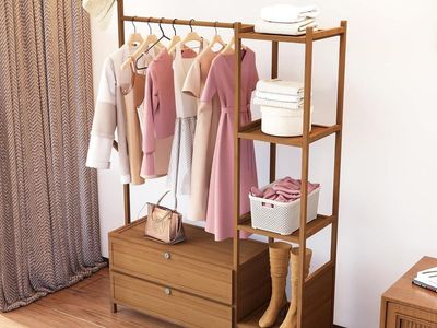 Bamboo Clothes Rack, 4-Layer Shoe Storage Rack