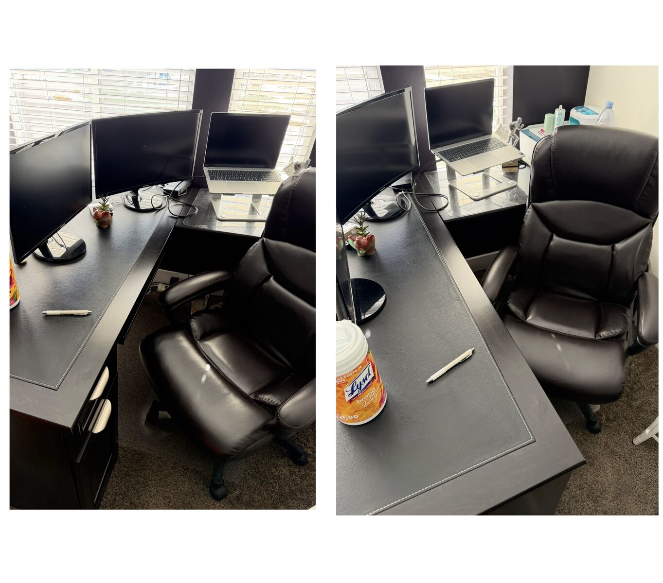 Espresso L Shaped Desk And Exec Chair