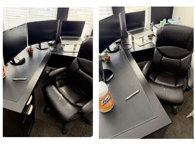 Espresso L Shaped Desk And Exec Chair