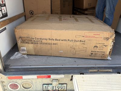 New Permalife White Corduroy Sofa Bed with Pull Out Bed, Model No. T1109-WHITE