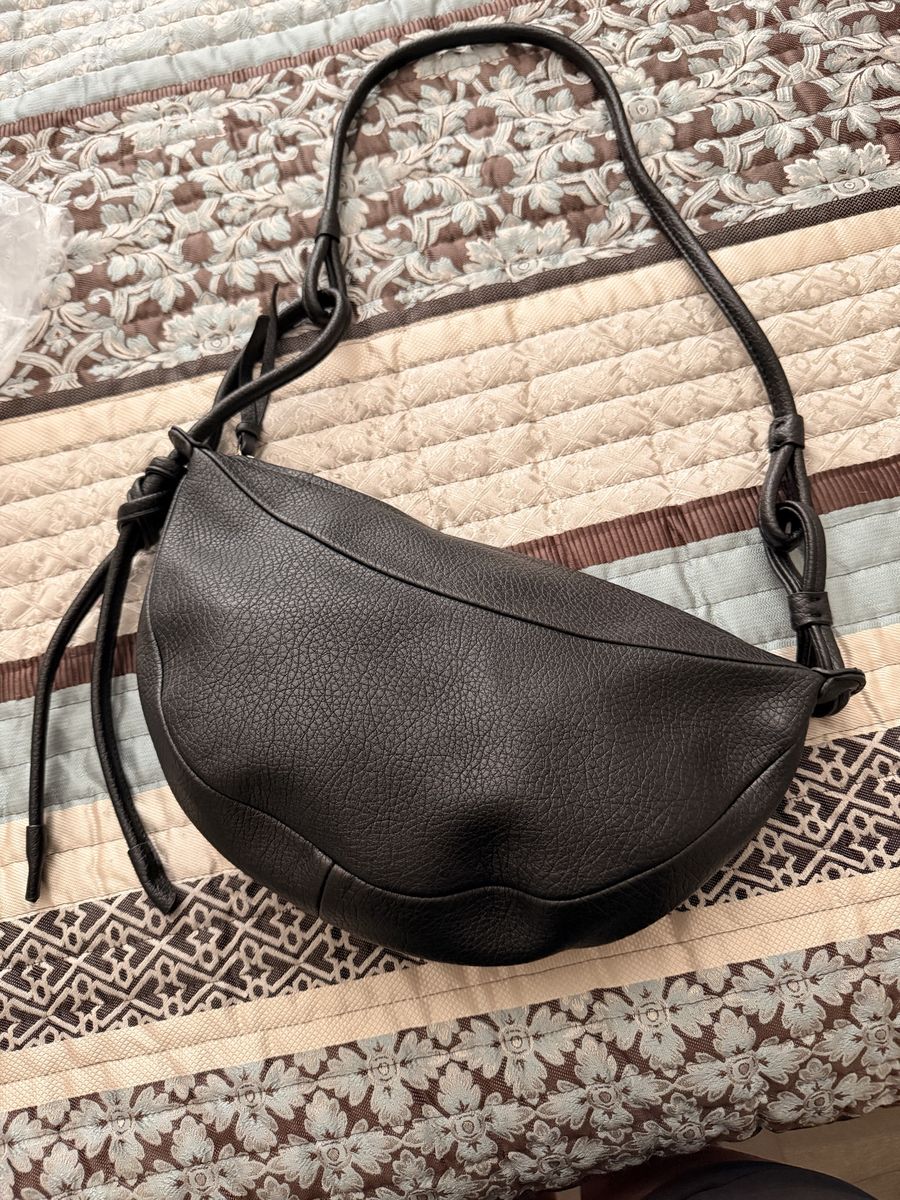 Banana Republic Black Textured Faux Leather Crescent Crossbody Shoulder Bag New