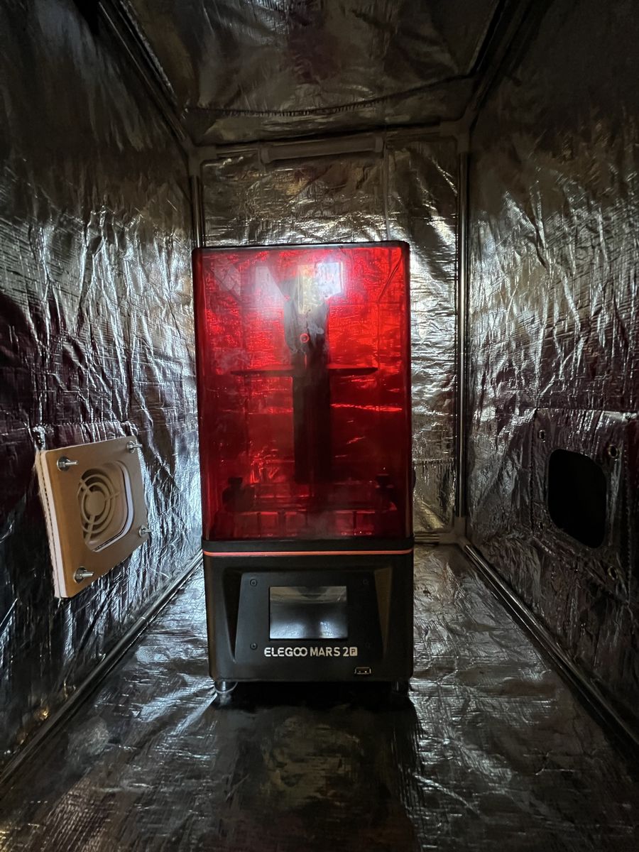 ELEGOO Mars 2 Pro 3D Printer with Phrozen Cure V2 and Grow Tent Setup